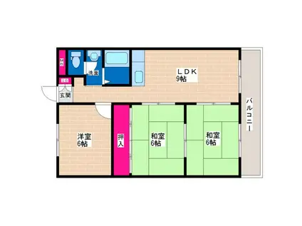 マンションモンシャトル(3LDK/4階)の間取り写真