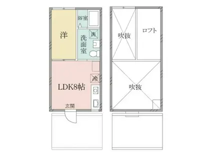 YUI-TERRACE A棟(1SLDK/2階)の間取り写真