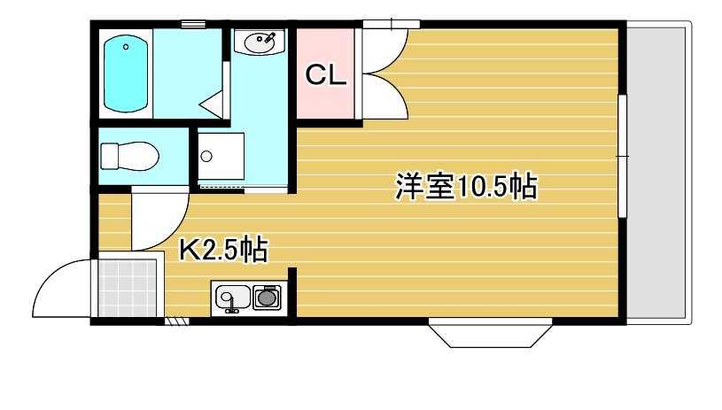 ハイネス花北(1K/1階)の間取り写真