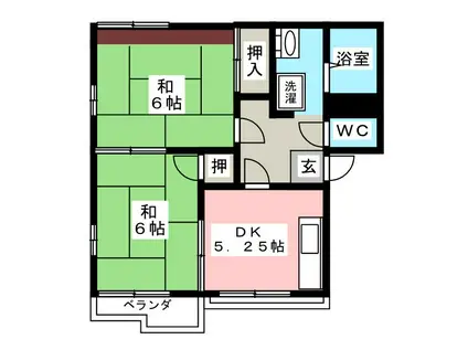 シティーハイツA(2DK/2階)の間取り写真