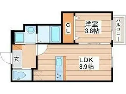 キララ鈎取本町II(1LDK/1階)の間取り写真