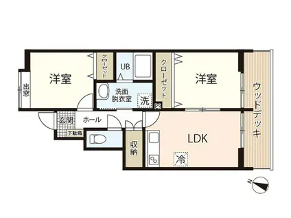 パストラルテラス大野(2DK/1階)の間取り写真