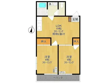 ハートランドヨシザワ(2LDK/2階)の間取り写真