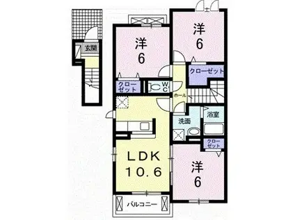 レクイアーレ72 C(3LDK/2階)の間取り写真