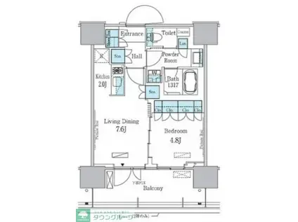 HARUMI FLAG PORT VILLAGE C棟(1LDK/7階)の間取り写真