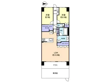 グランソシア船橋芽吹の杜(2LDK/1階)の間取り写真
