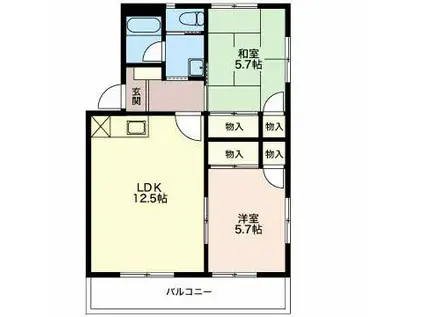センターハイツとみつか(2LDK/2階)の間取り写真