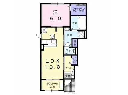 アグニN(1LDK/1階)の間取り写真