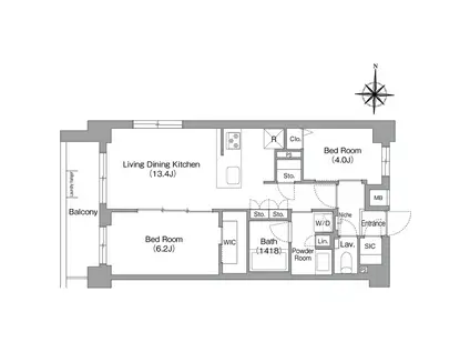 コンフォリア・リヴ永福町(2LDK/1階)の間取り写真