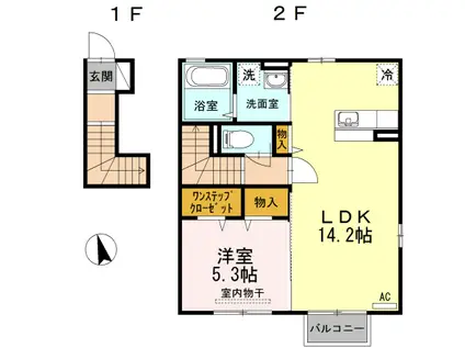 フロレスタ II(1LDK/2階)の間取り写真