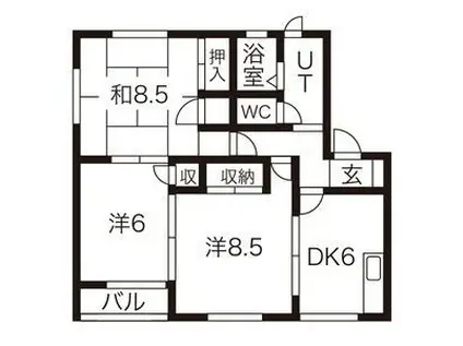 ラフィーネ弐(3DK/2階)の間取り写真