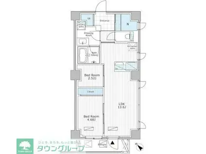 アスブルーム奥浅草(2SLDK/7階)の間取り写真