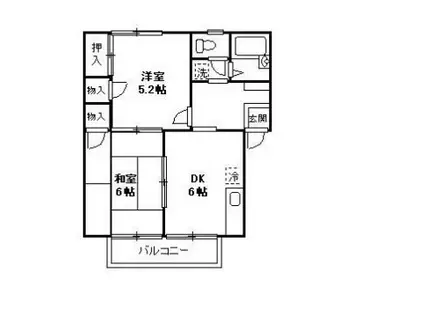 エステートピア タナベ A(2DK/2階)の間取り写真