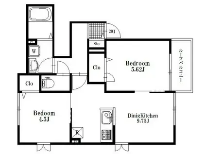 SOLANA(2DK/2階)の間取り写真
