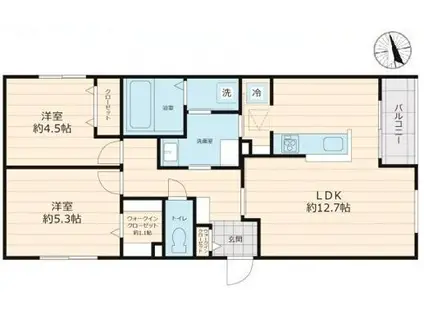 THE PLUMERIA OASIS(2LDK/1階)の間取り写真