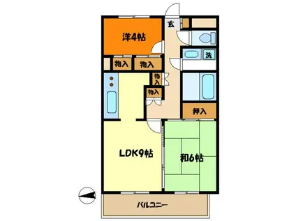 ピアチェーレ宮前平(2LDK/4階)の間取り写真