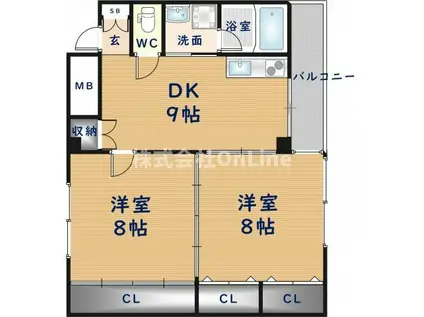 メゾンドボヌール(2DK/1階)の間取り写真