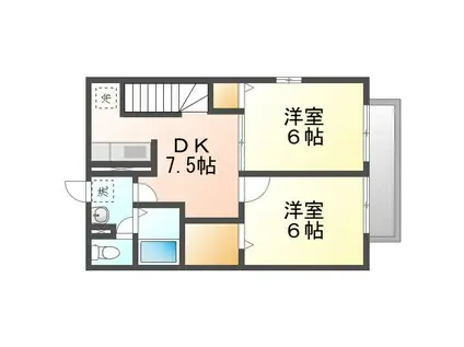 パークサイドANIYA(2DK/2階)の間取り写真