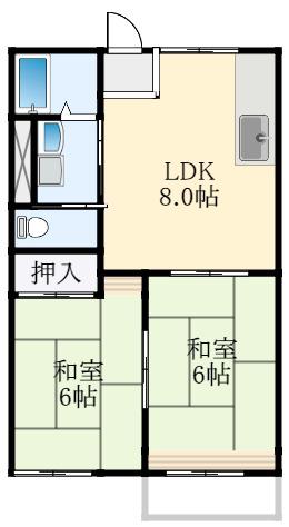 新上野ハイツ(2LDK/1階)の間取り写真