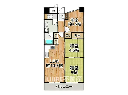 グランドヴィラ此花II(3LDK/13階)の間取り写真