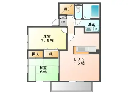 フォレスト谷上(2LDK/2階)の間取り写真