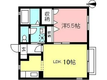 シャルマンドミール(1LDK/2階)の間取り写真