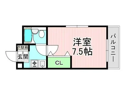 シャルム野添(1K/1階)の間取り写真