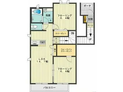 ラ・ヴィラーチェ トロワ(2LDK/2階)の間取り写真