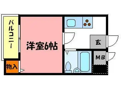 ジュネス鴨池I(1K/2階)の間取り写真