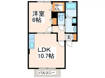 パルファンローズ(1LDK/1階)の間取り写真