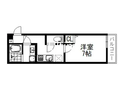 メゾンドゥース丹波橋(1K/3階)の間取り写真