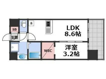 プレサンス東淀川駅前プローシェ(1LDK/9階)の間取り写真