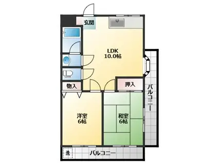 長尾マンション(2LDK/3階)の間取り写真