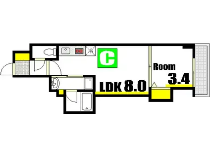 月光住吉町(1LDK/5階)の間取り写真