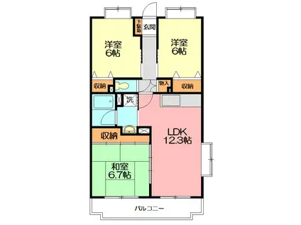 サザンパーク(3LDK/2階)の間取り写真
