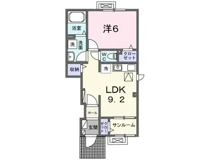 アリビオII(1LDK/1階)の間取り写真