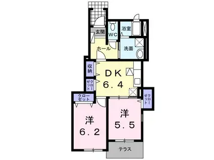シェ モアI(2DK/1階)の間取り写真