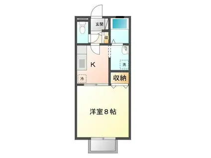 ウェルヴィラ東福山B(1K/1階)の間取り写真