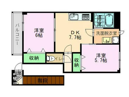 エクセラン(2DK/1階)の間取り写真