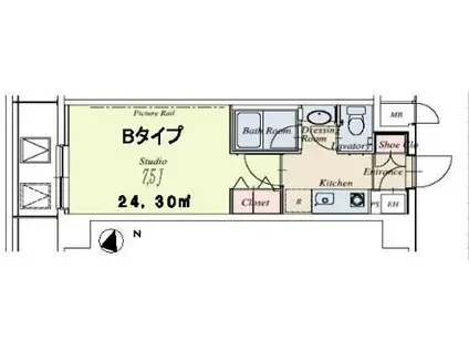 HF駒沢公園レジデンスTOWER(1K/8階)の間取り写真