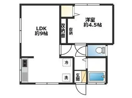 学園台ハイツ(1LDK/1階)の間取り写真