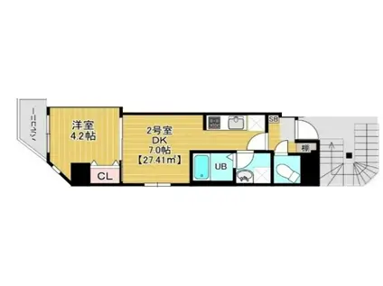 グランヒルズ錦糸町(1DK/9階)の間取り写真