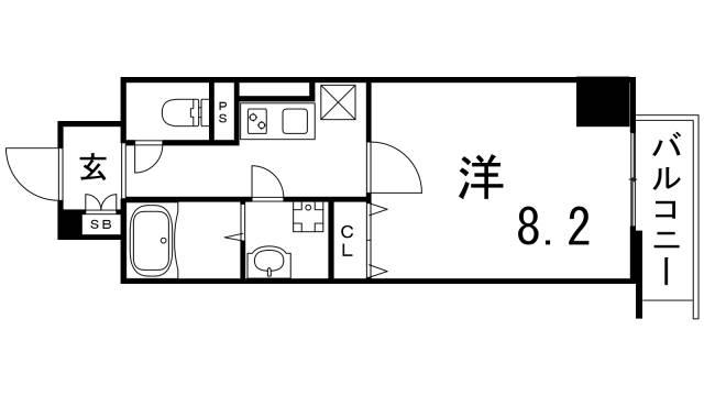 ボンニー元町(1K/7階)の間取り写真