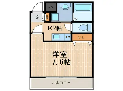 モレス・ヴィラ六甲(1K/4階)の間取り写真