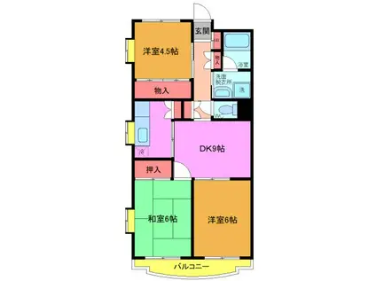 グラン・シエール市川(3DK/1階)の間取り写真