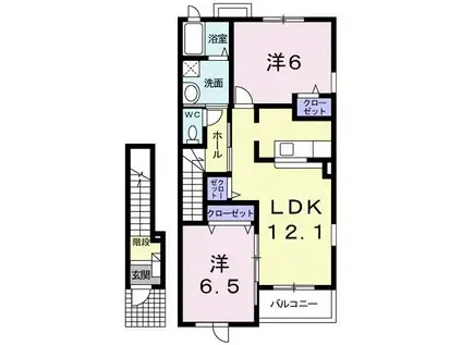 サニー フラット(2LDK/2階)の間取り写真