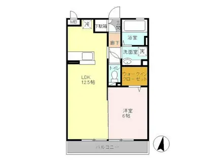 アクアフィールド(1LDK/2階)の間取り写真