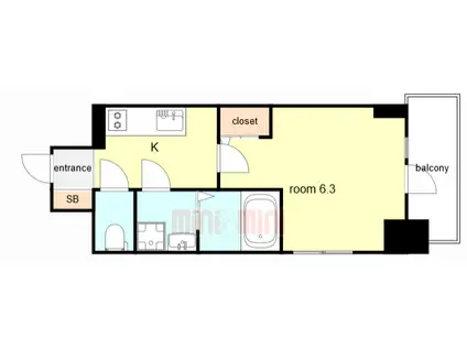 神戸国香通FUTUR(1K/11階)の間取り写真