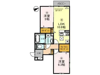 D-ROOM北斎(2LDK/1階)の間取り写真