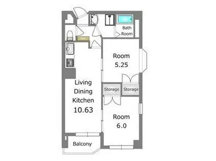 南大通イステートハイツ(2LDK/5階)の間取り写真